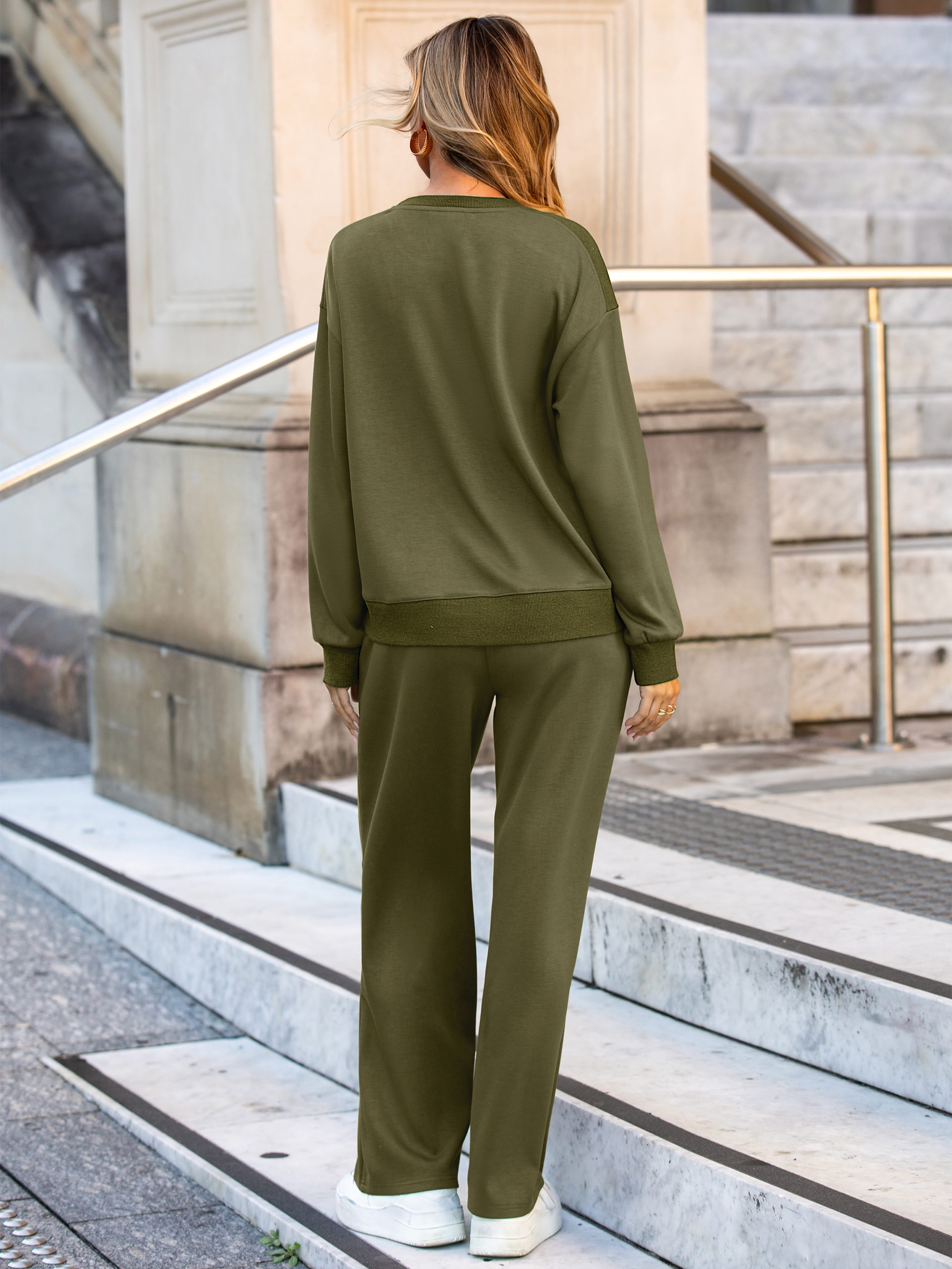 Lounge Two Piece Casual Set with Wide Pants