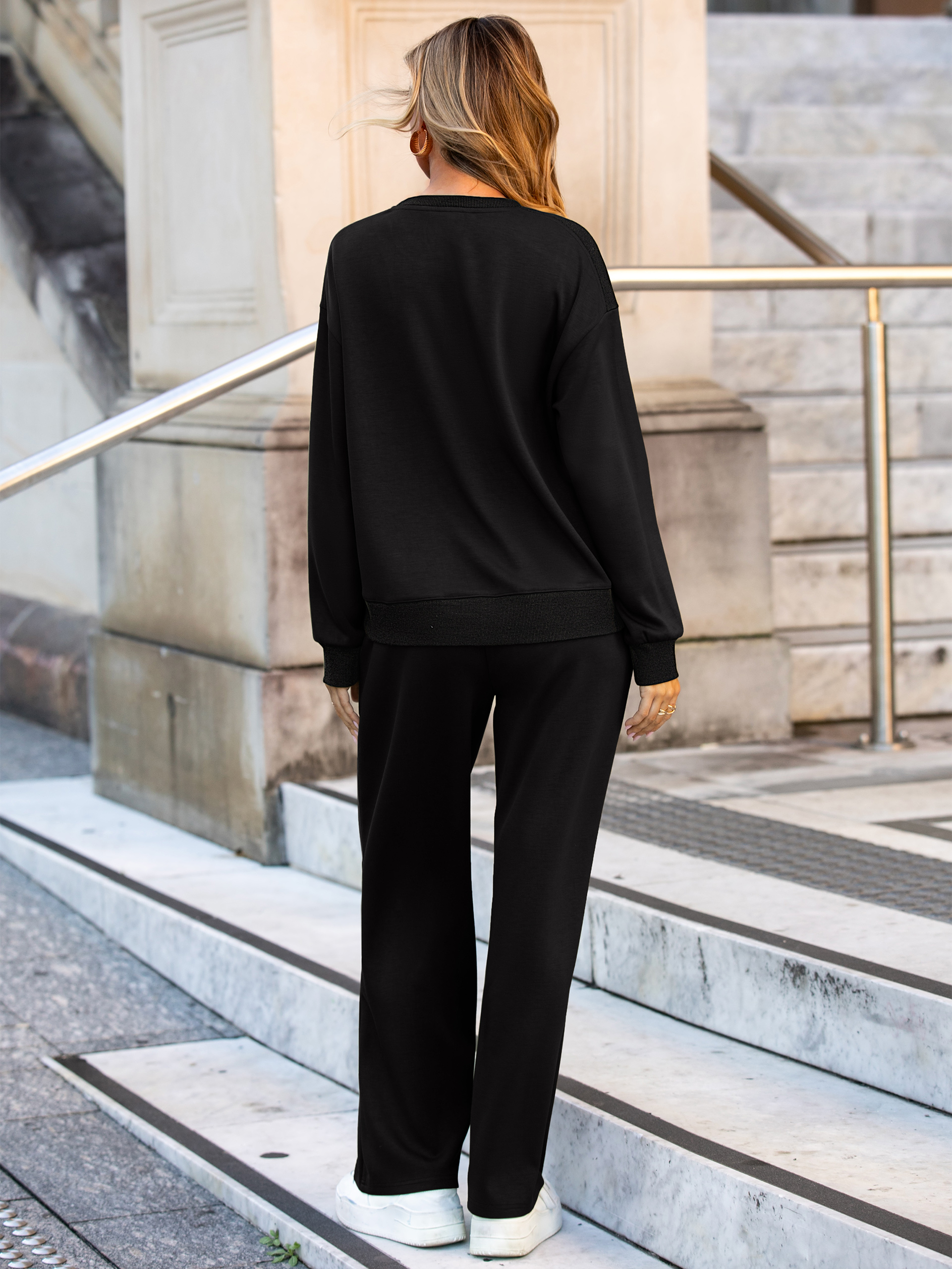 Lounge Two Piece Casual Set with Wide Pants