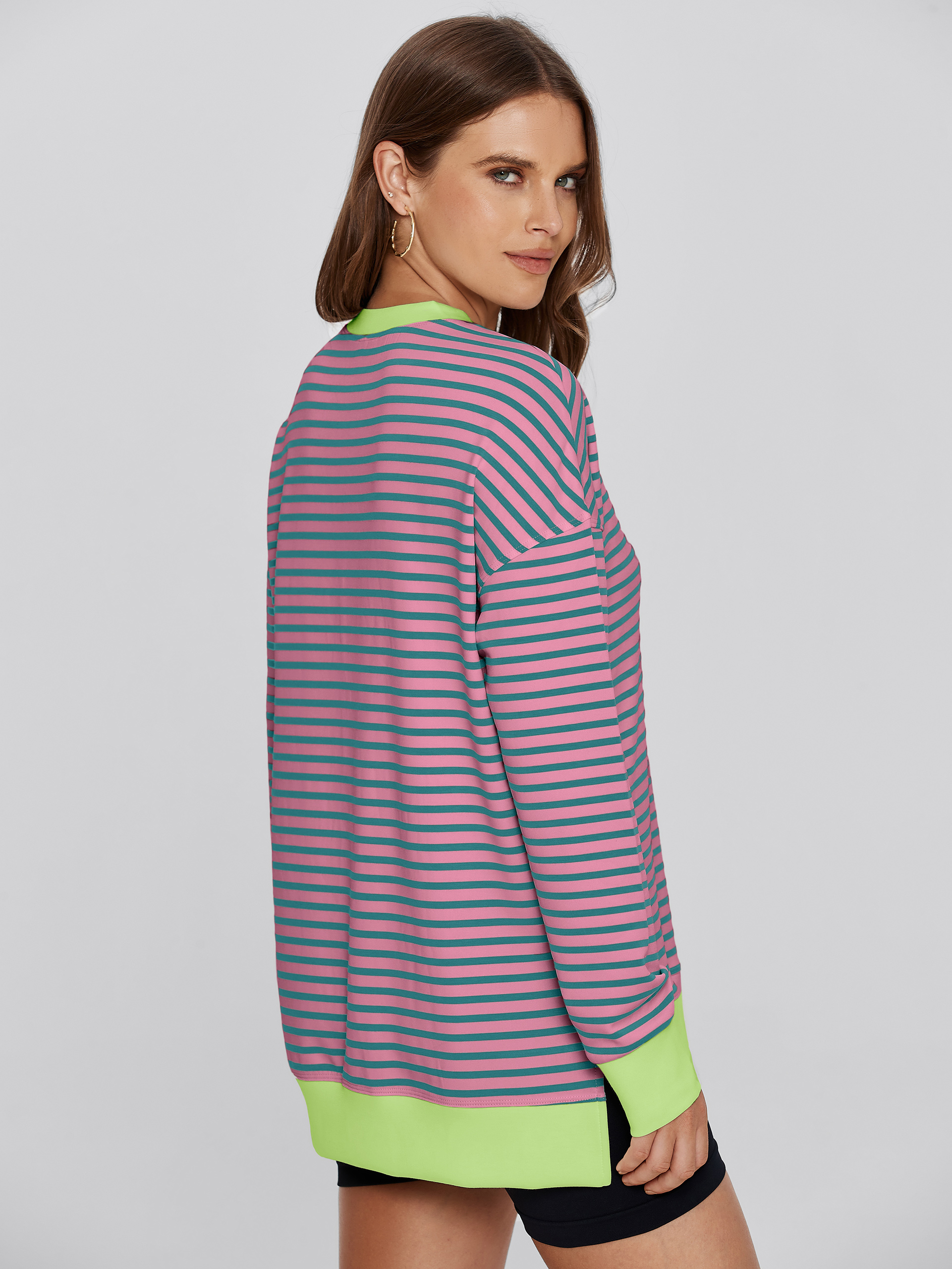 Crewneck Striped Pullover Sweatshirt