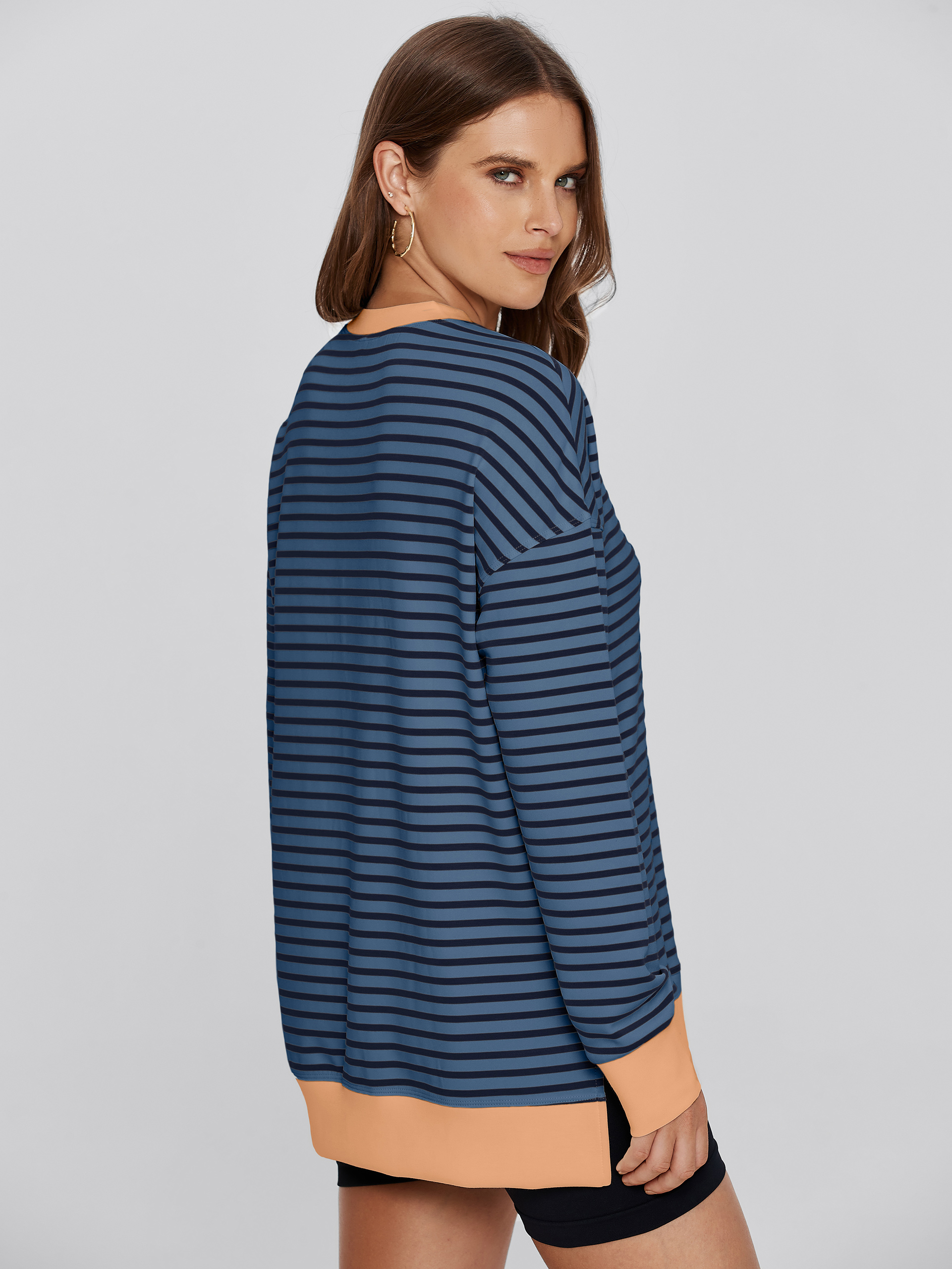 Crewneck Striped Pullover Sweatshirt