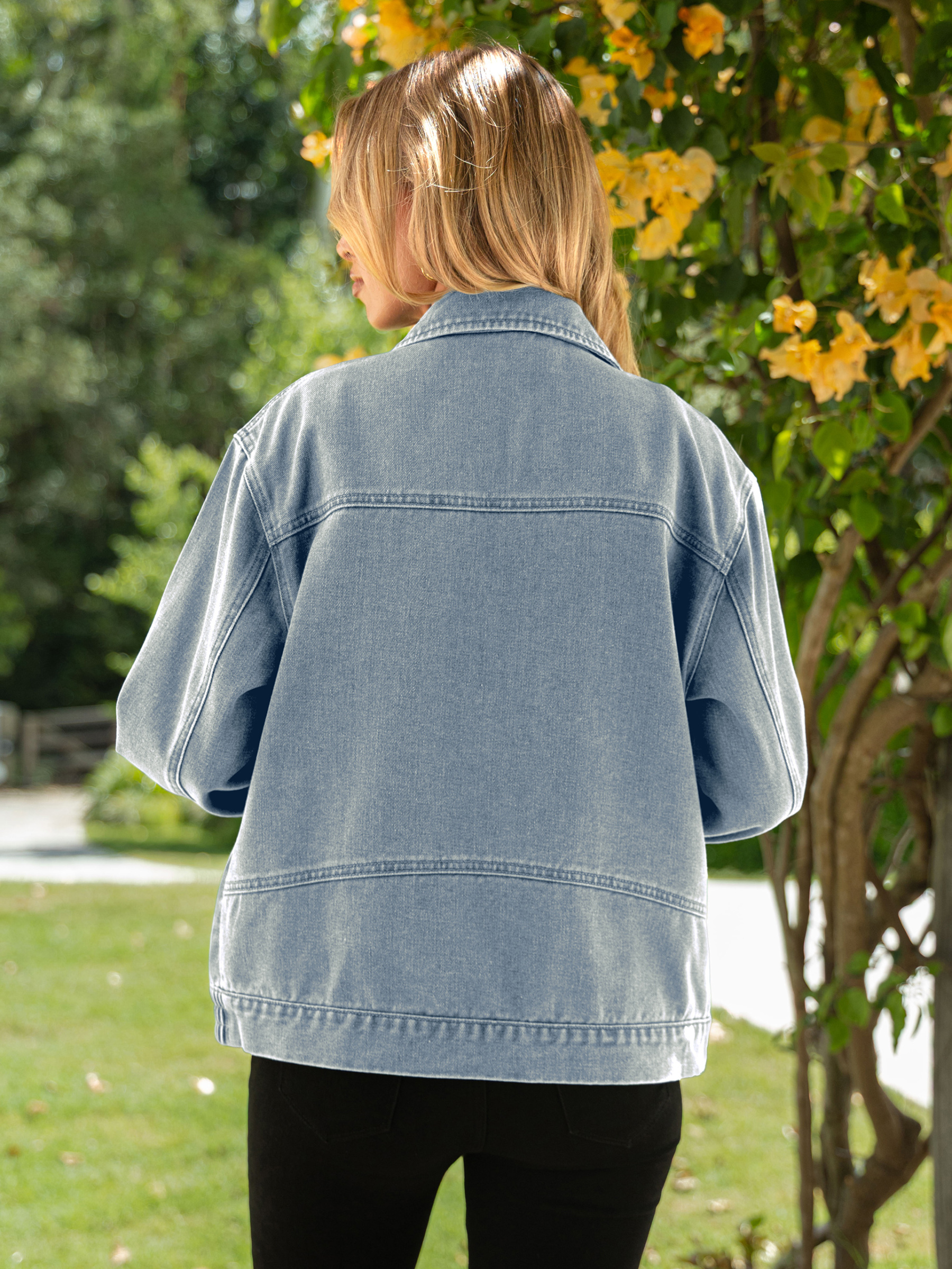 Oversized Full Zip Up Denim Jacket