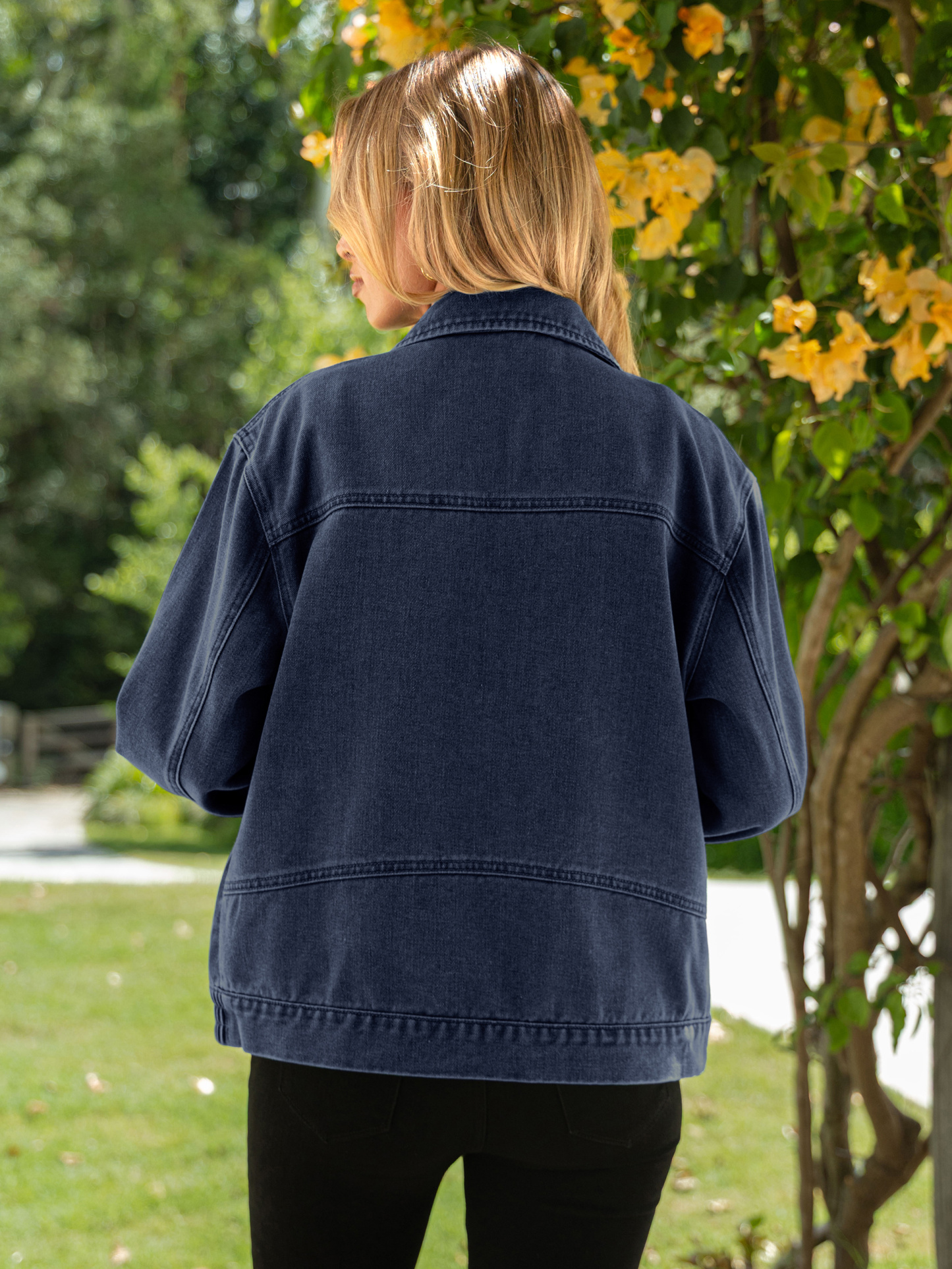 Oversized Full Zip Up Denim Jacket