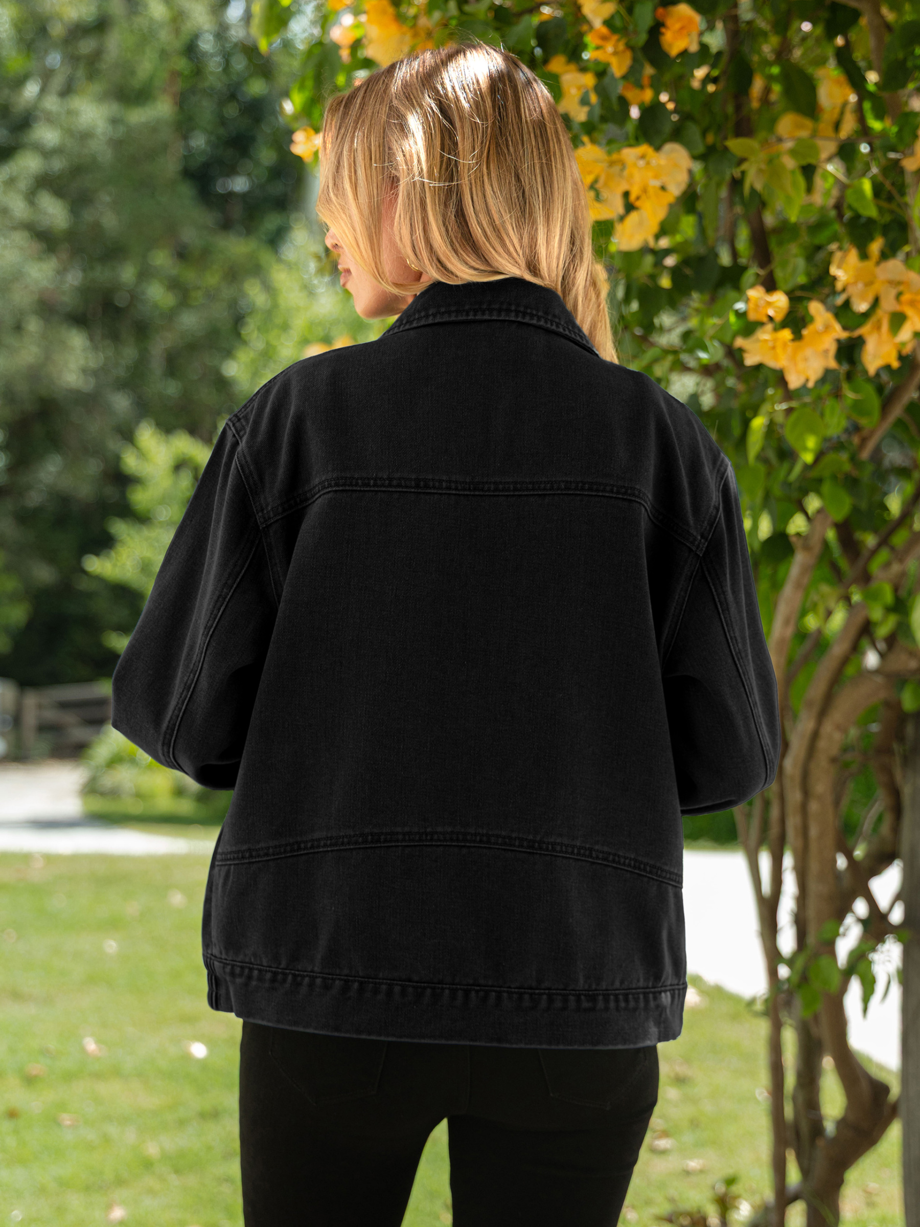 Oversized Full Zip Up Denim Jacket