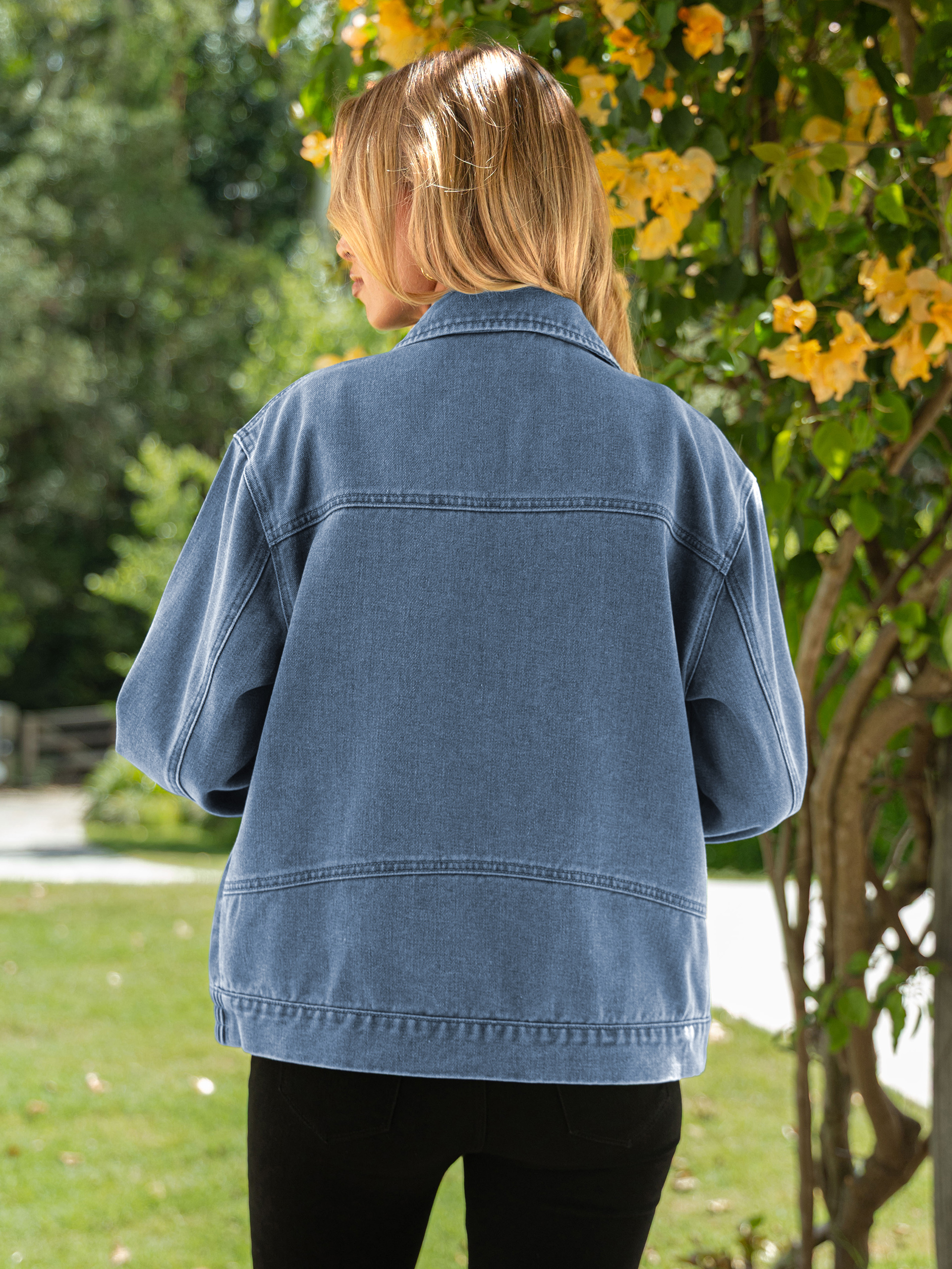 Oversized Full Zip Up Denim Jacket