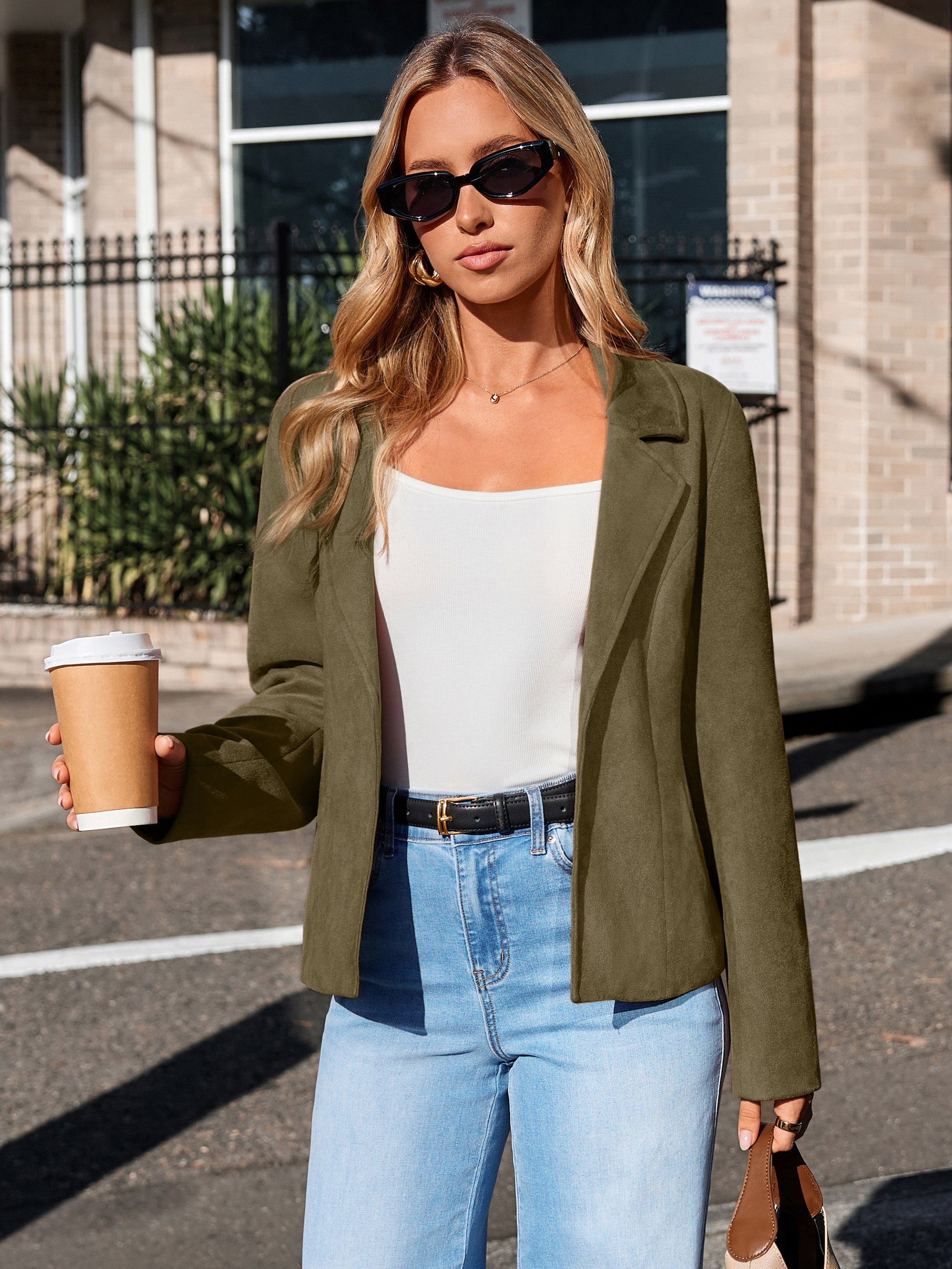Lapel Collar Cropped Faux Suede Moto Jacket