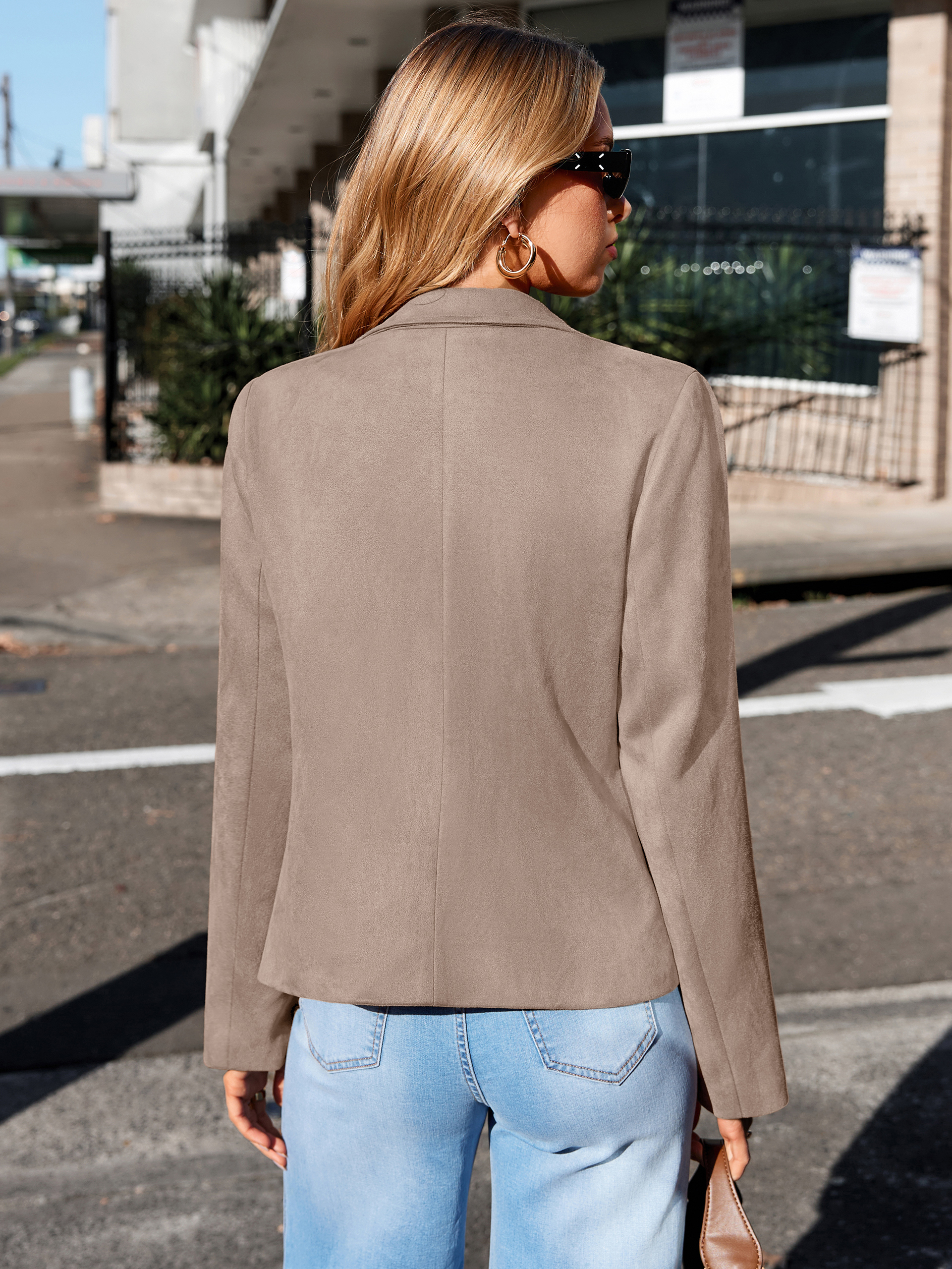 Lapel Collar Cropped Faux Suede Moto Jacket
