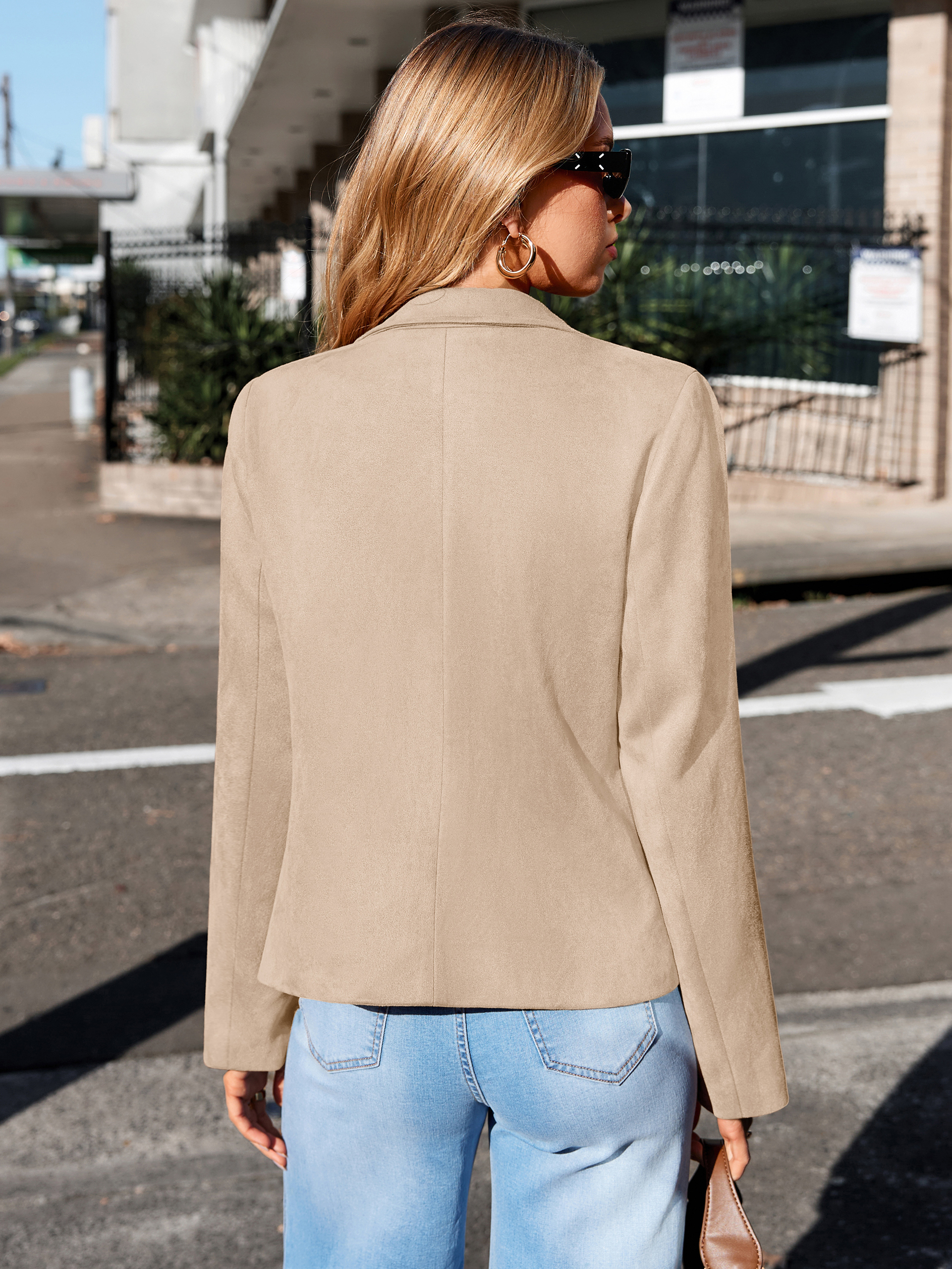 Lapel Collar Cropped Faux Suede Moto Jacket