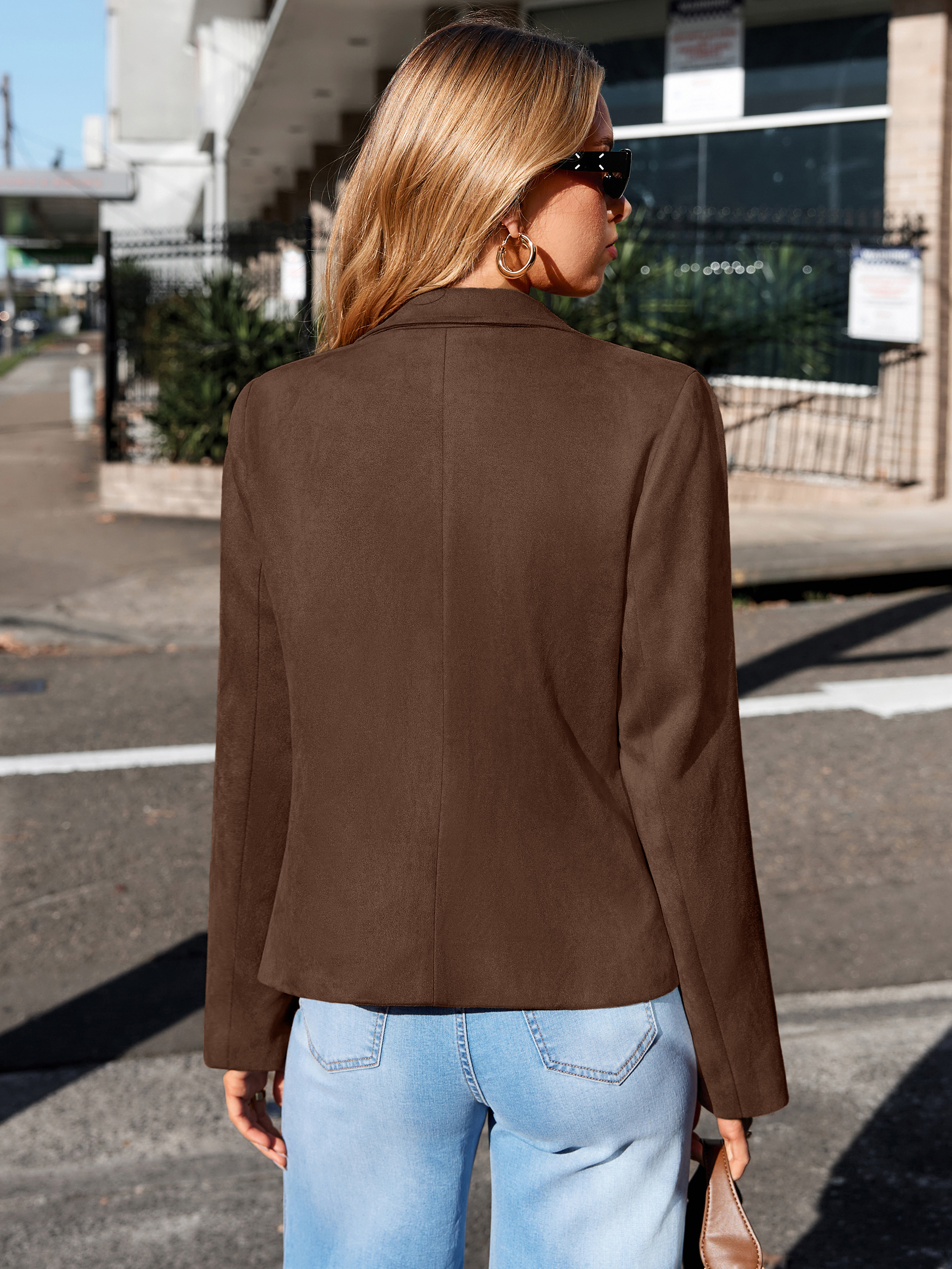 Lapel Collar Cropped Faux Suede Moto Jacket