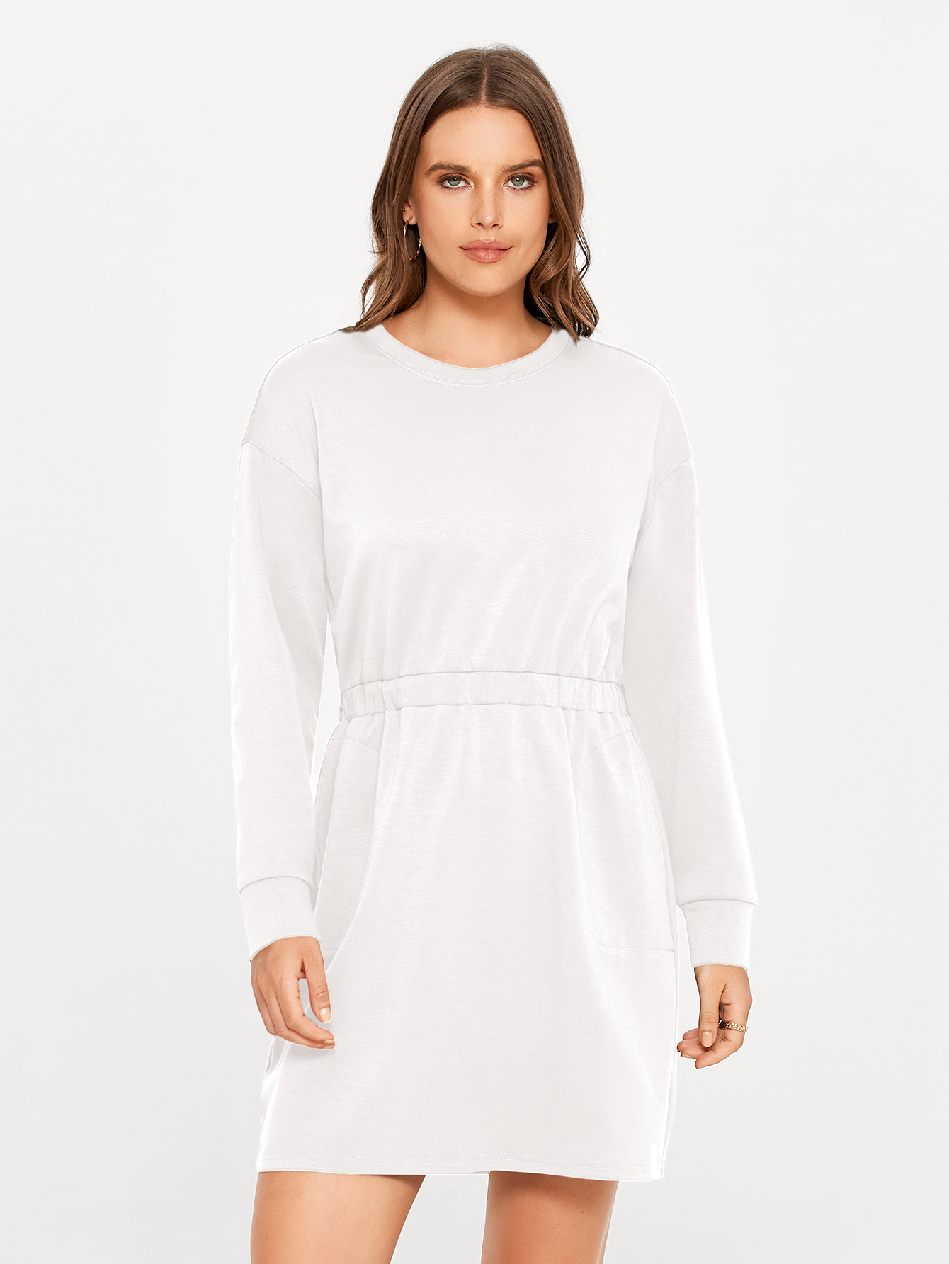 Casual Long Sleeve Mini Dress with Pockets