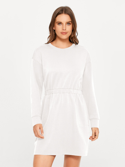 Casual Long Sleeve Mini Dress with Pockets