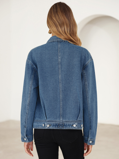 Classic Denim Trucker Jacket with Chest Pockets