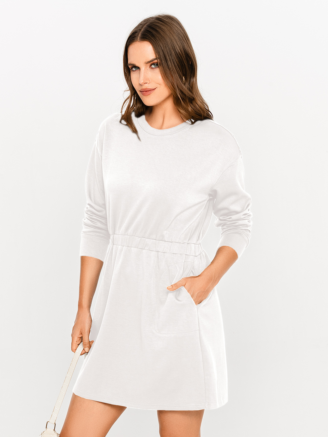 Casual Long Sleeve Mini Dress with Pockets