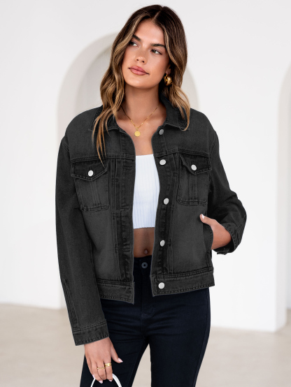 Classic Denim Trucker Jacket with Chest Pockets