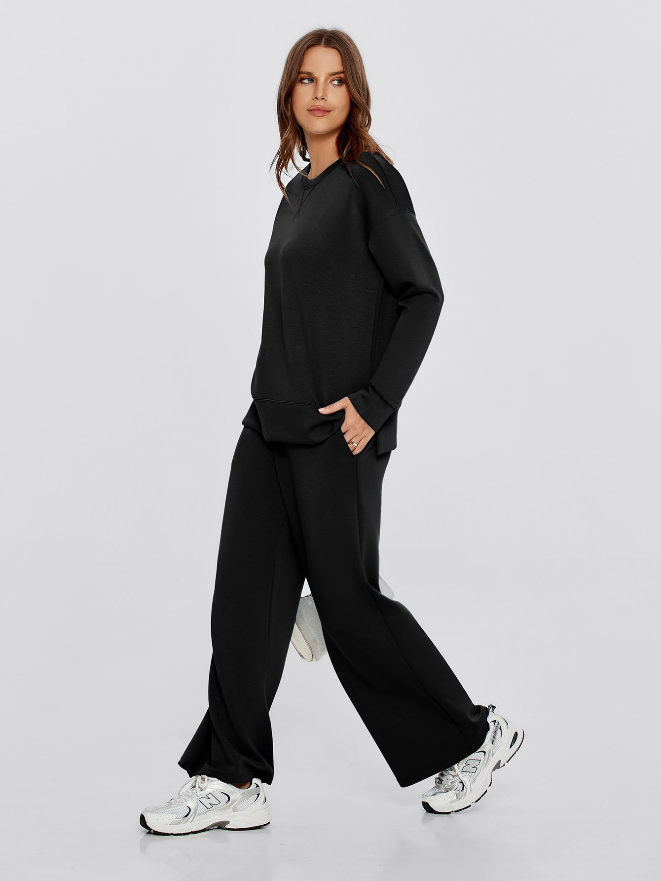 Crew Neck Pullover Two Piece Lounge Set
