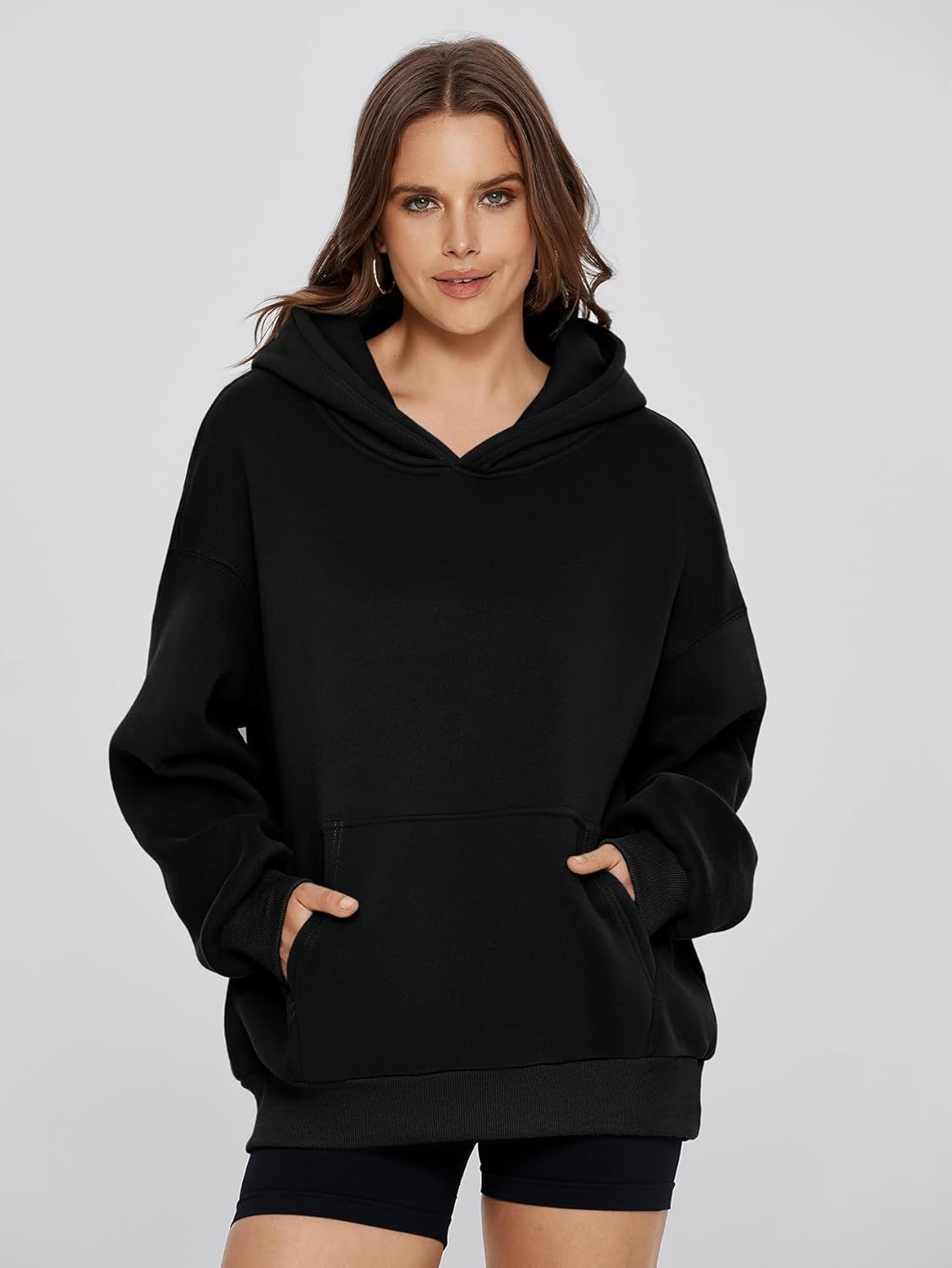 Cozy Fleece Oversized Pullover Hoodie - Black