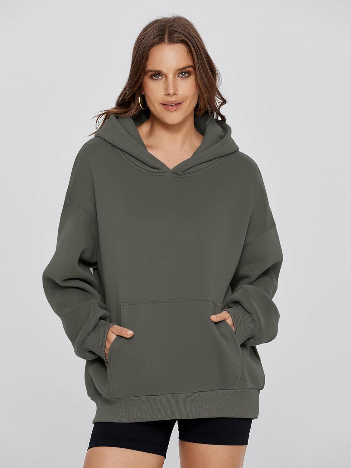Cozy Fleece Oversized Pullover Hoodie - Dark Grey