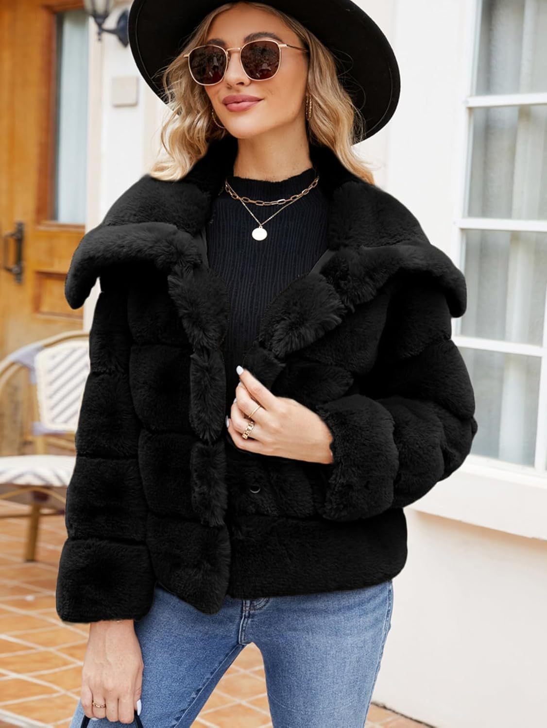 Cropped Faux Fur Winter Coat Jacket - Glamaker