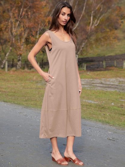 Natural Cotton Sleeveless Summer Sundress - Grey