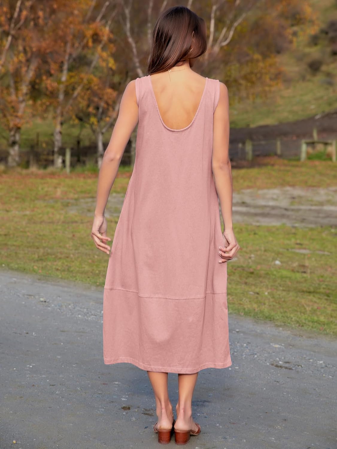 Natural Cotton Sleeveless Summer Sundress - Pink