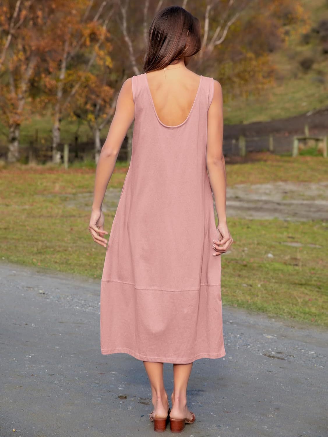 Natural Cotton Sleeveless Summer Sundress - Pink