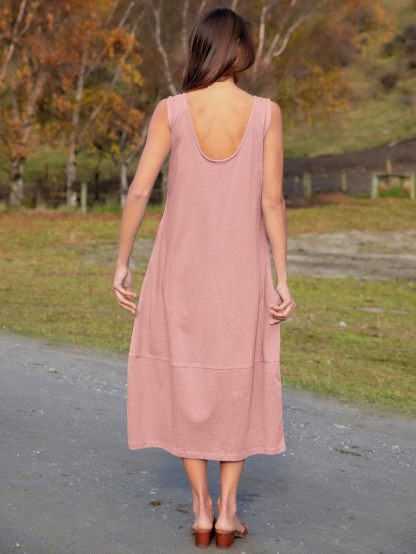 Natural Cotton Sleeveless Summer Sundress - Pink