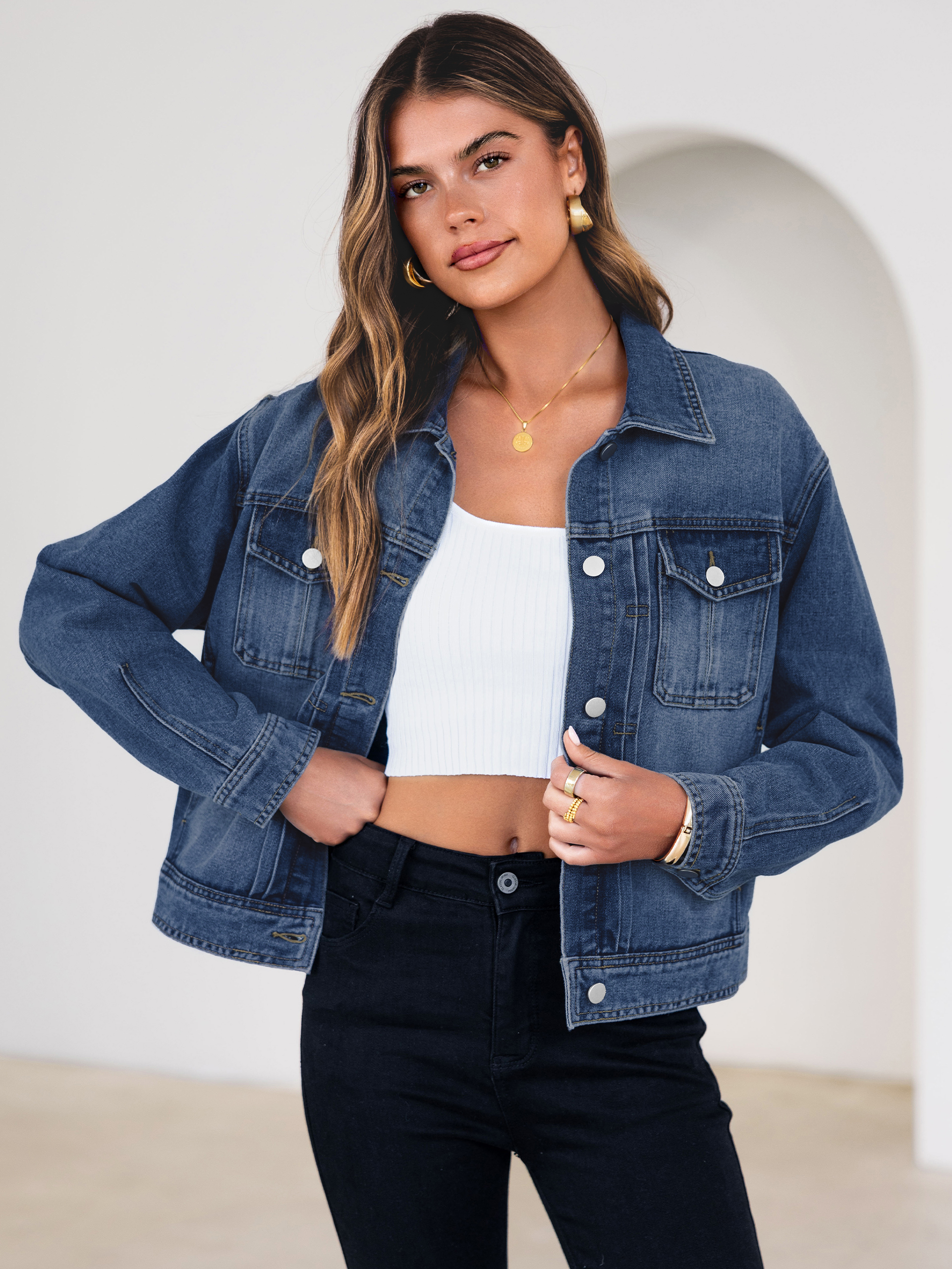 Classic Denim Trucker Jacket with Chest Pockets