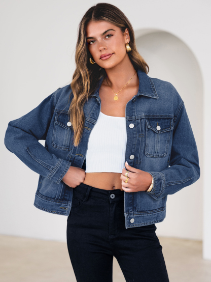 Classic Denim Trucker Jacket with Chest Pockets