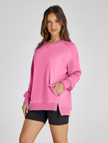 Oversized Crew Neck Pullover with Pockets