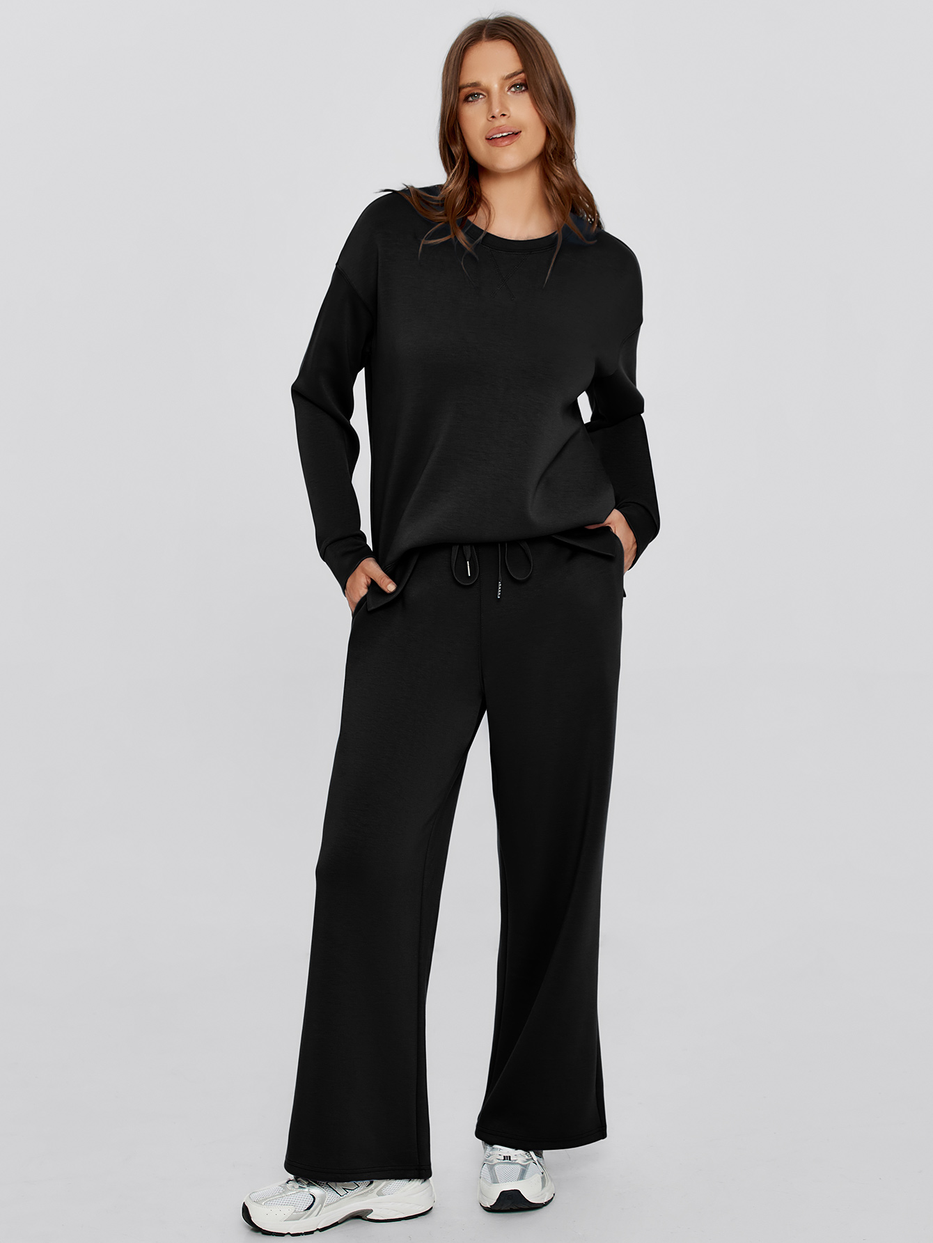 Crew Neck Pullover Two Piece Lounge Set