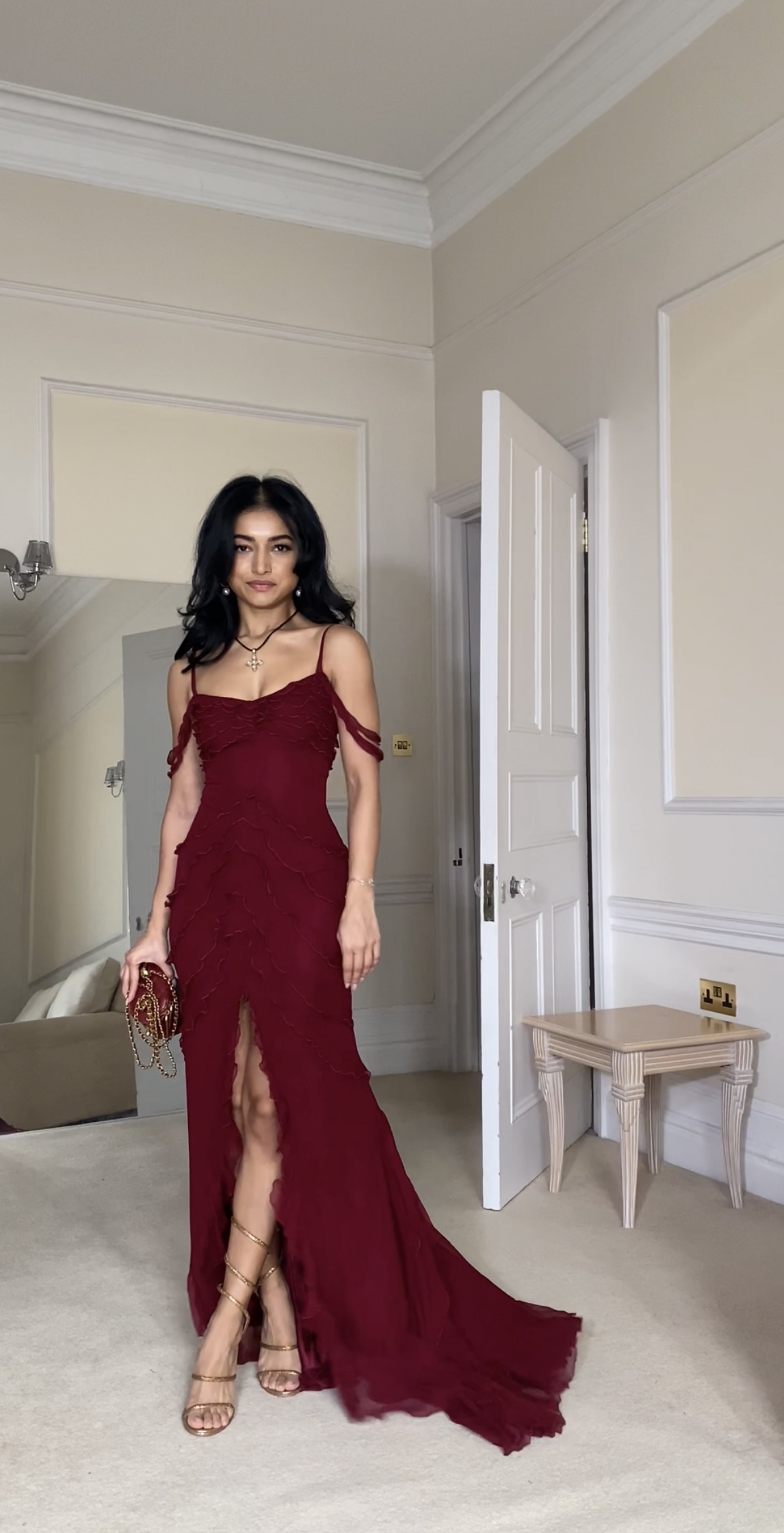 Cascading Ruffle Red Dress