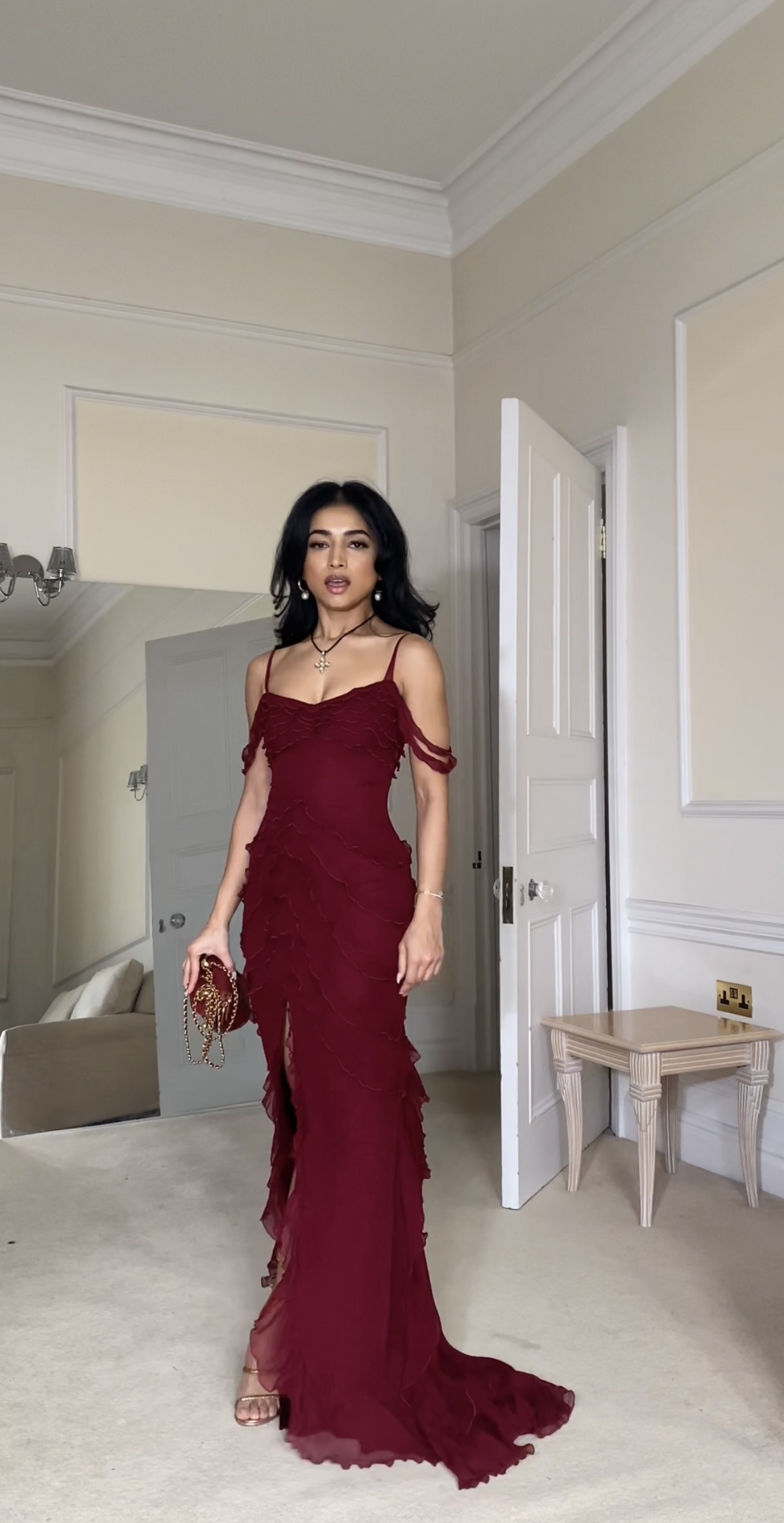 Cascading Ruffle Red Dress