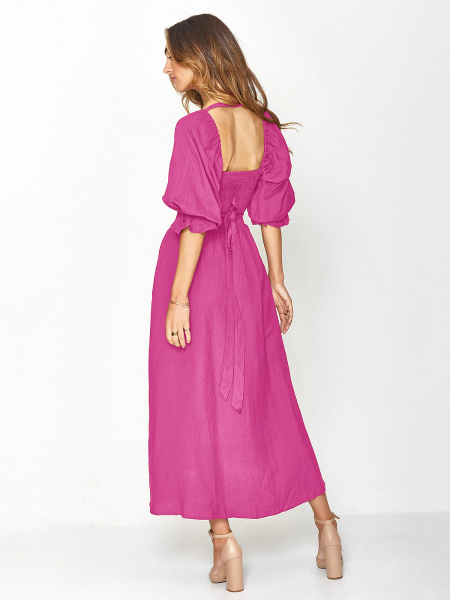 SUNSET SANDS TWO WAY WEARABLE MIDI DRESS - FUCHSIA