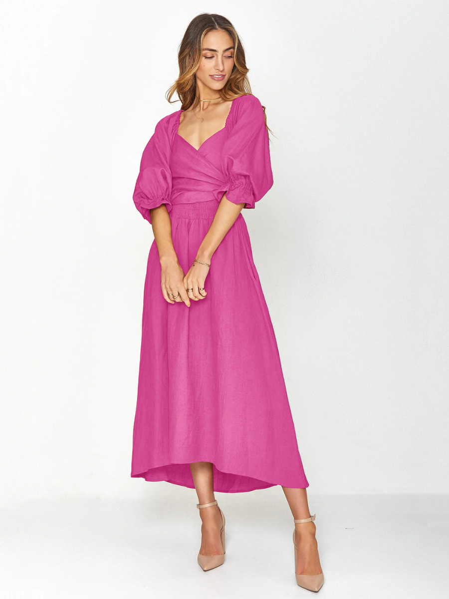 SUNSET SANDS TWO WAY WEARABLE MIDI DRESS - FUCHSIA