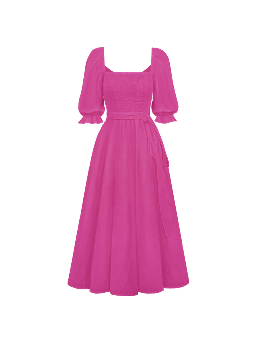SUNSET SANDS TWO WAY WEARABLE MIDI DRESS - FUCHSIA
