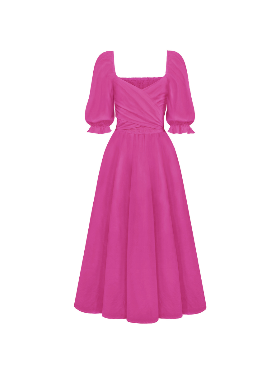 SUNSET SANDS TWO WAY WEARABLE MIDI DRESS - FUCHSIA