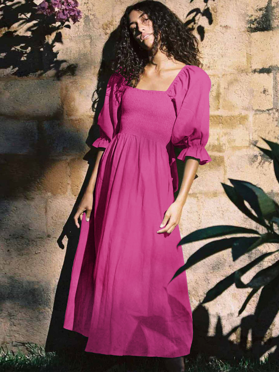 SUNSET SANDS TWO WAY WEARABLE MIDI DRESS - FUCHSIA
