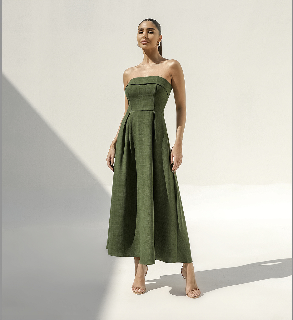 Sophia Green Sleeveless Midi Dress