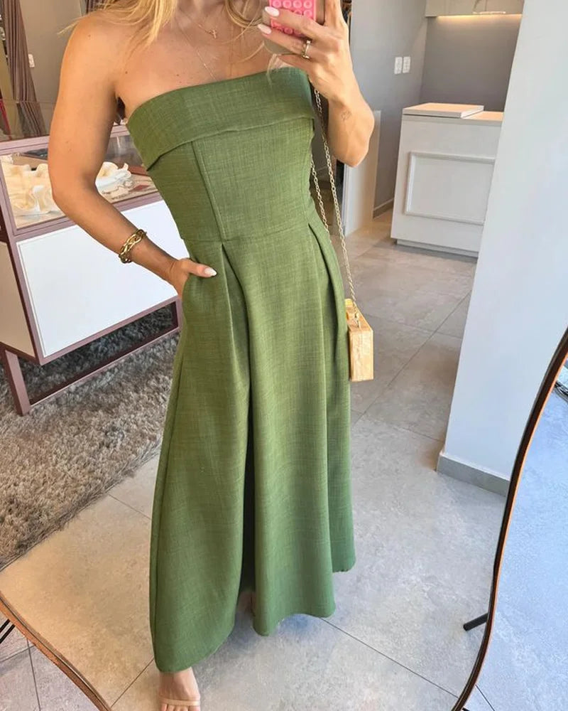Sophia Green Sleeveless Midi Dress