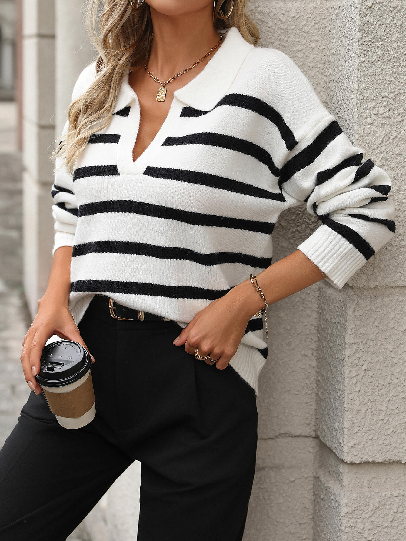 Graham Striped Polo Sweater