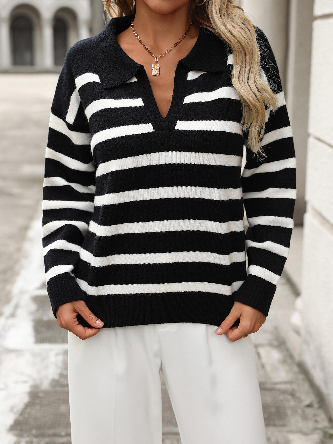 Graham Striped Polo Sweater