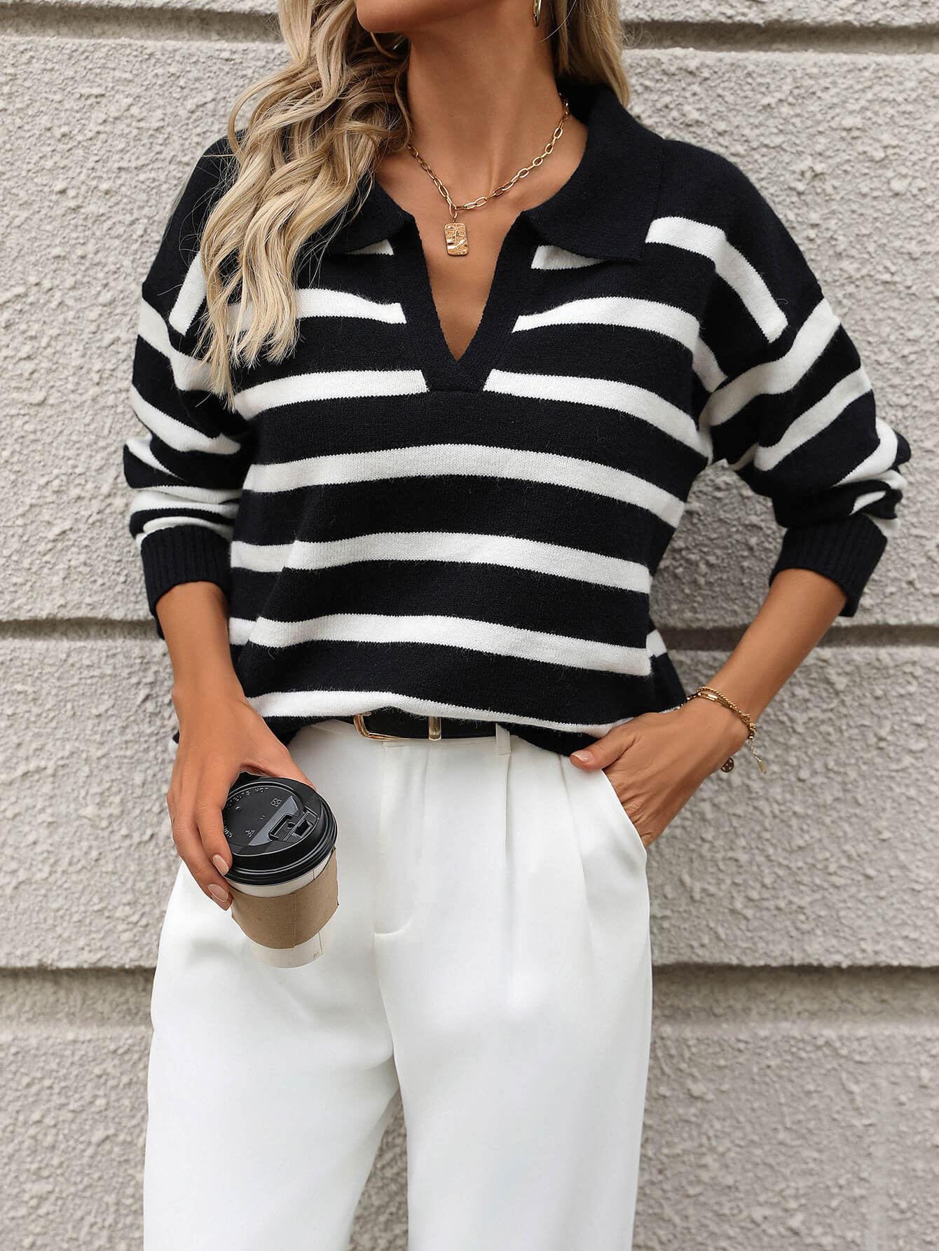 Graham Striped Polo Sweater
