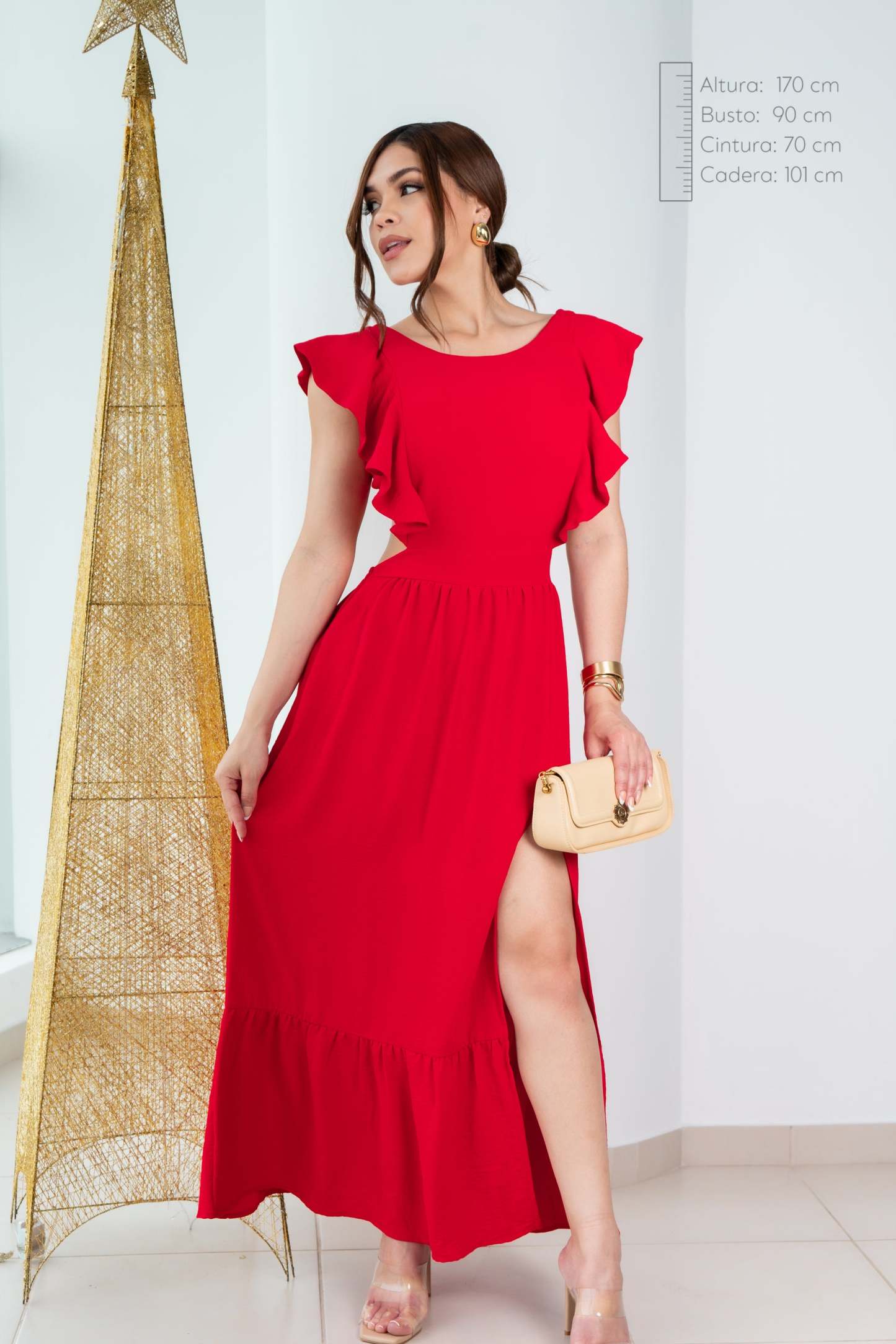 Julieat Red Sleeveless Midi Dress