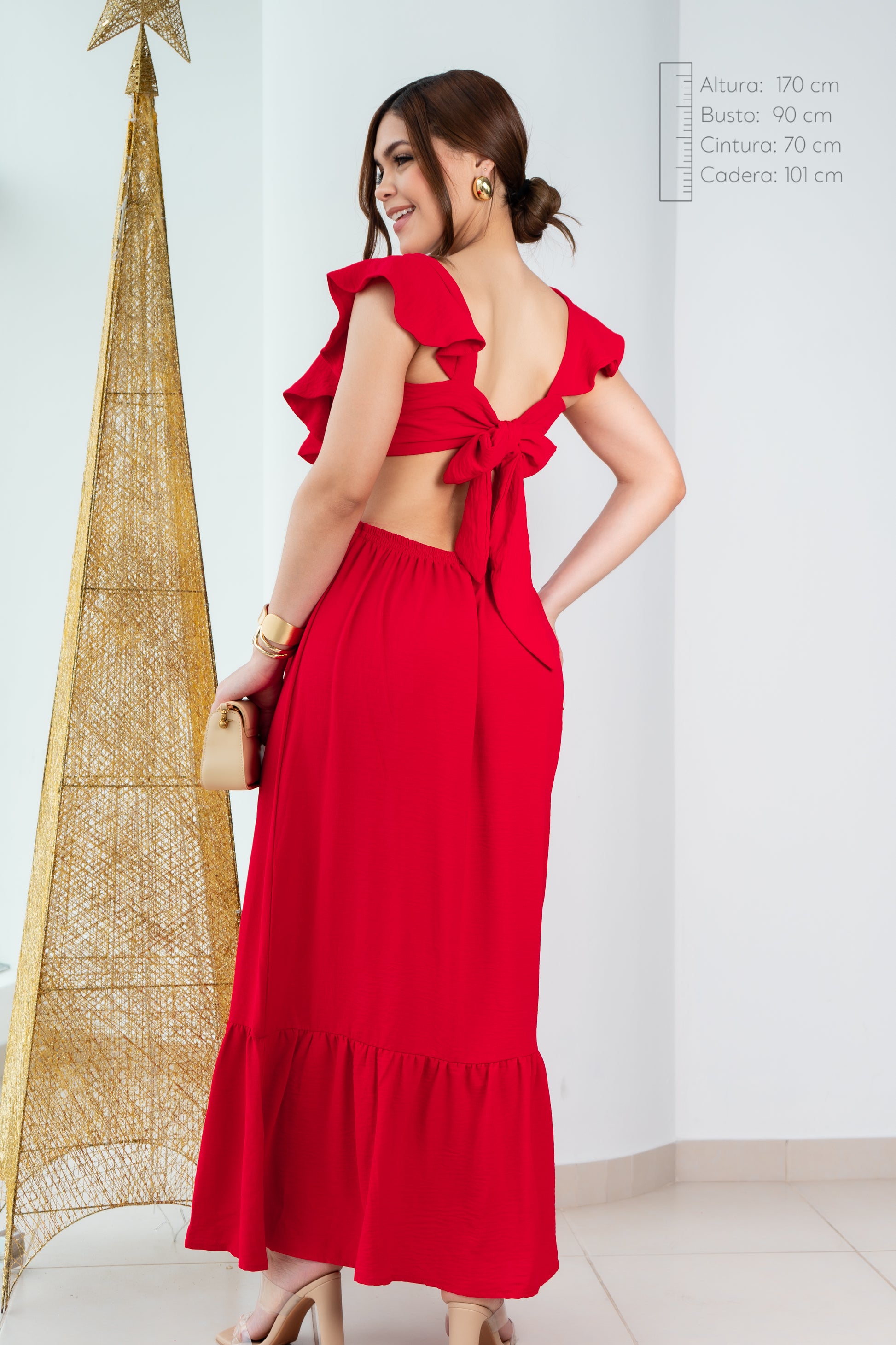 Julieat Red Sleeveless Midi Dress