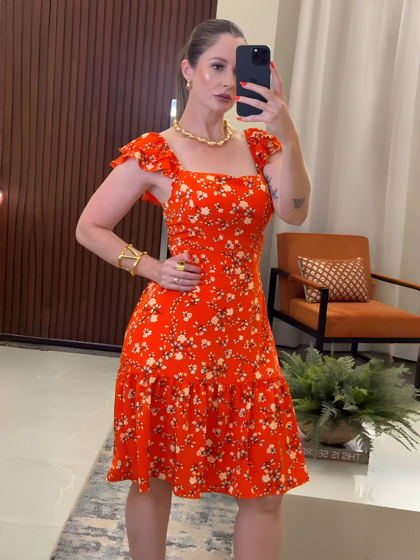 Trendy Green Printed Sleeveless Midi Dress