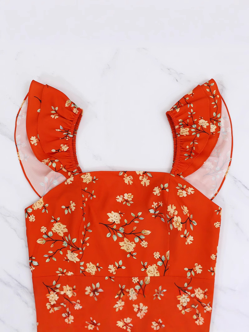 Trendy Green Printed Sleeveless Midi Dress