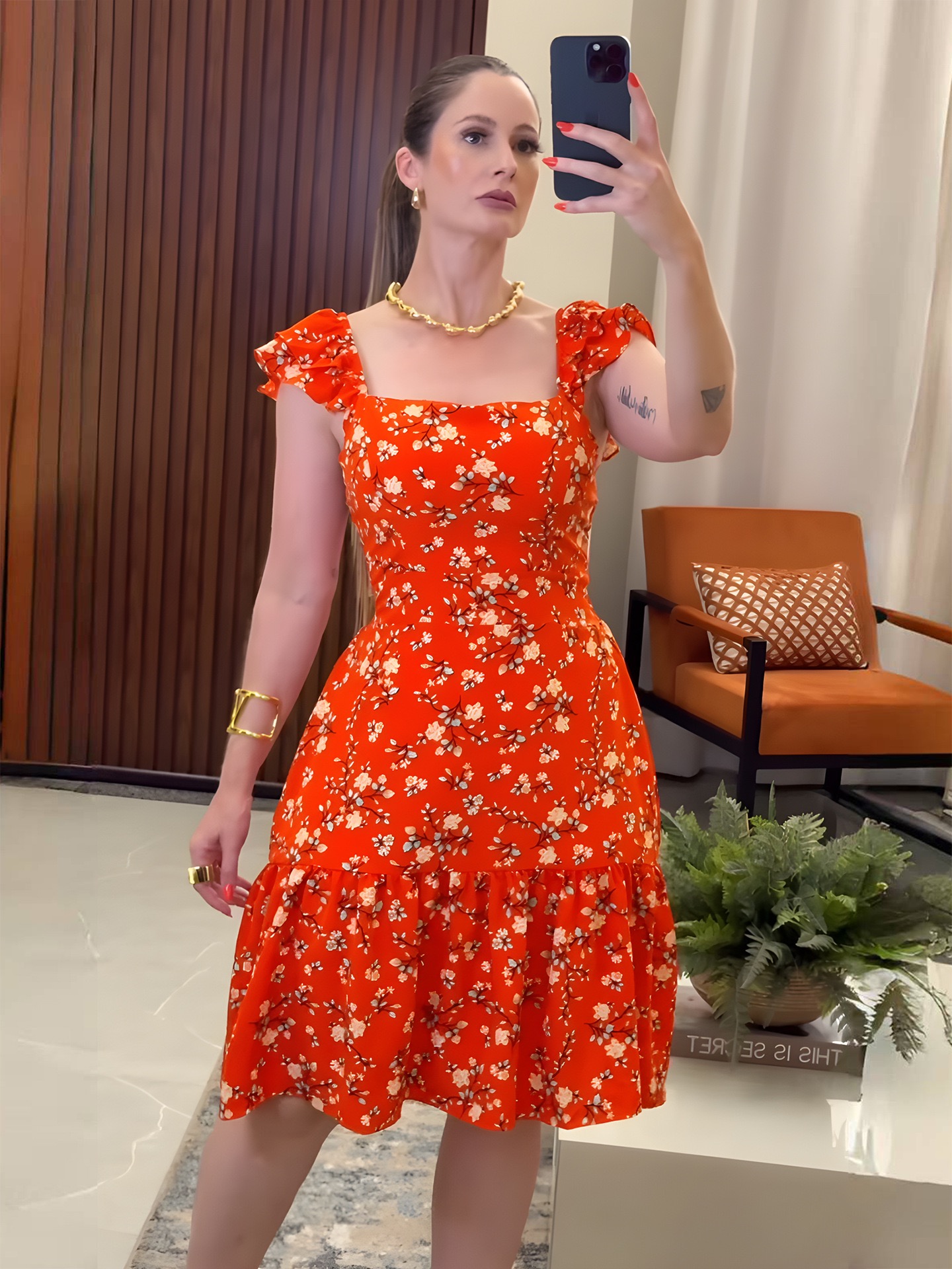 Trendy Green Printed Sleeveless Midi Dress