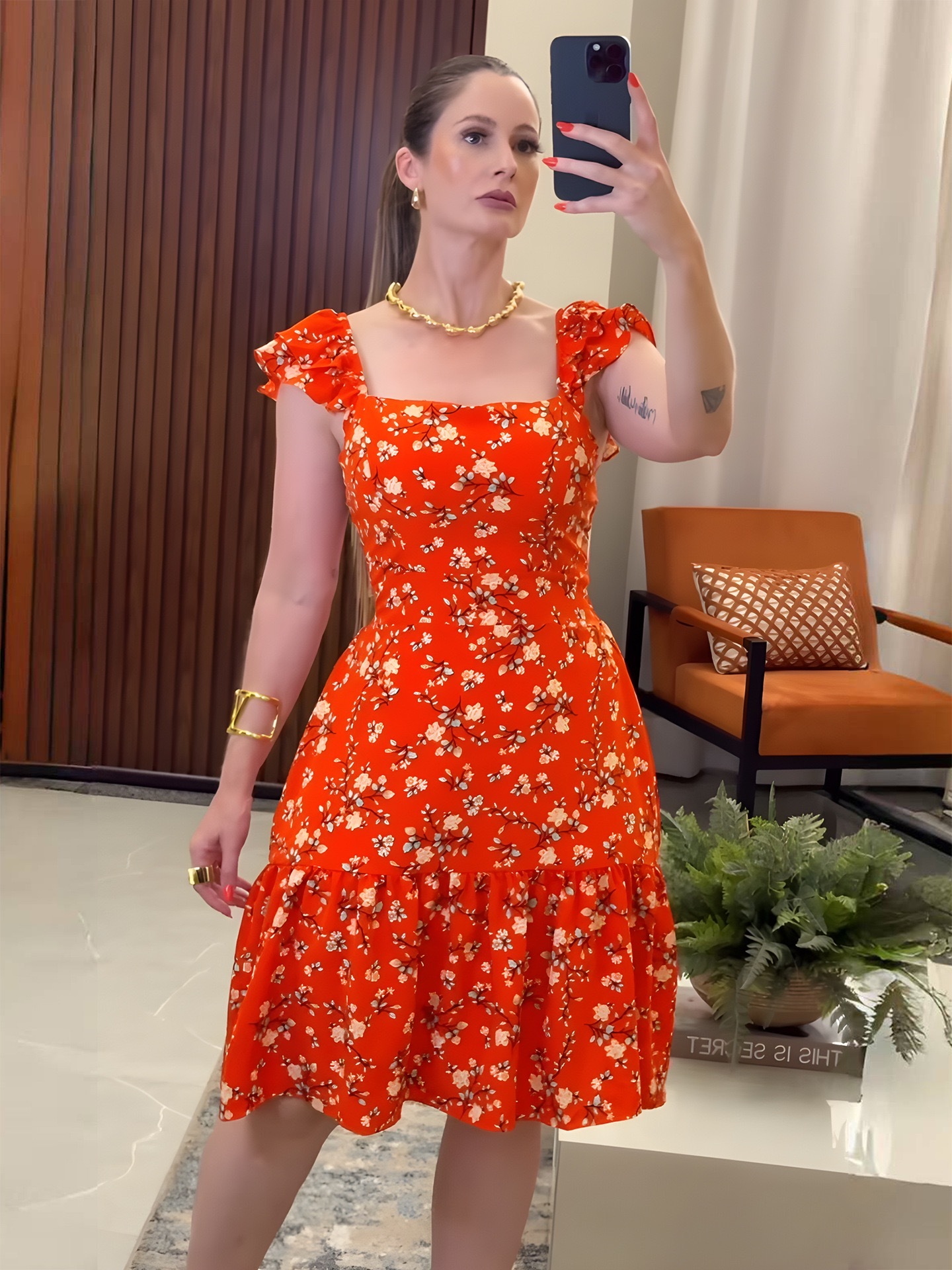 Trendy Green Printed Sleeveless Midi Dress