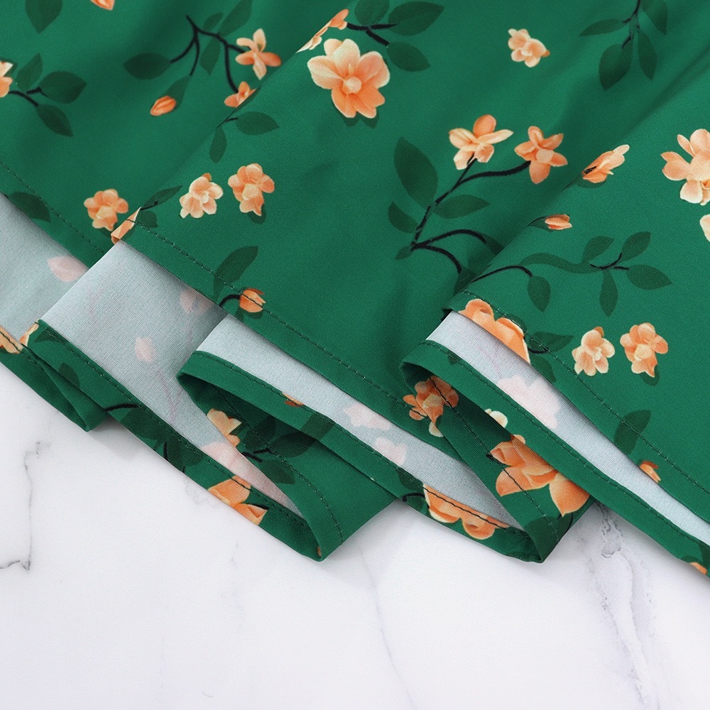 Trendy Green Printed Sleeveless Midi Dress