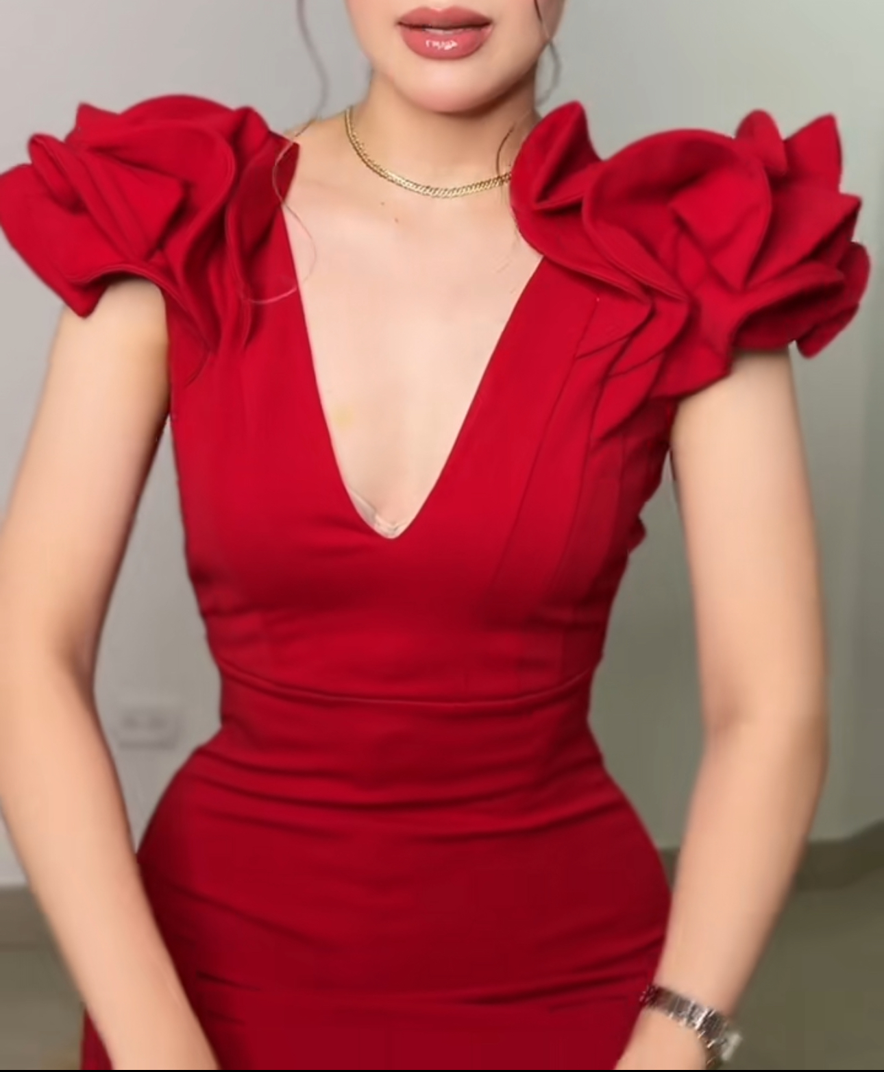 Elegant Maritza Red Midi Dress