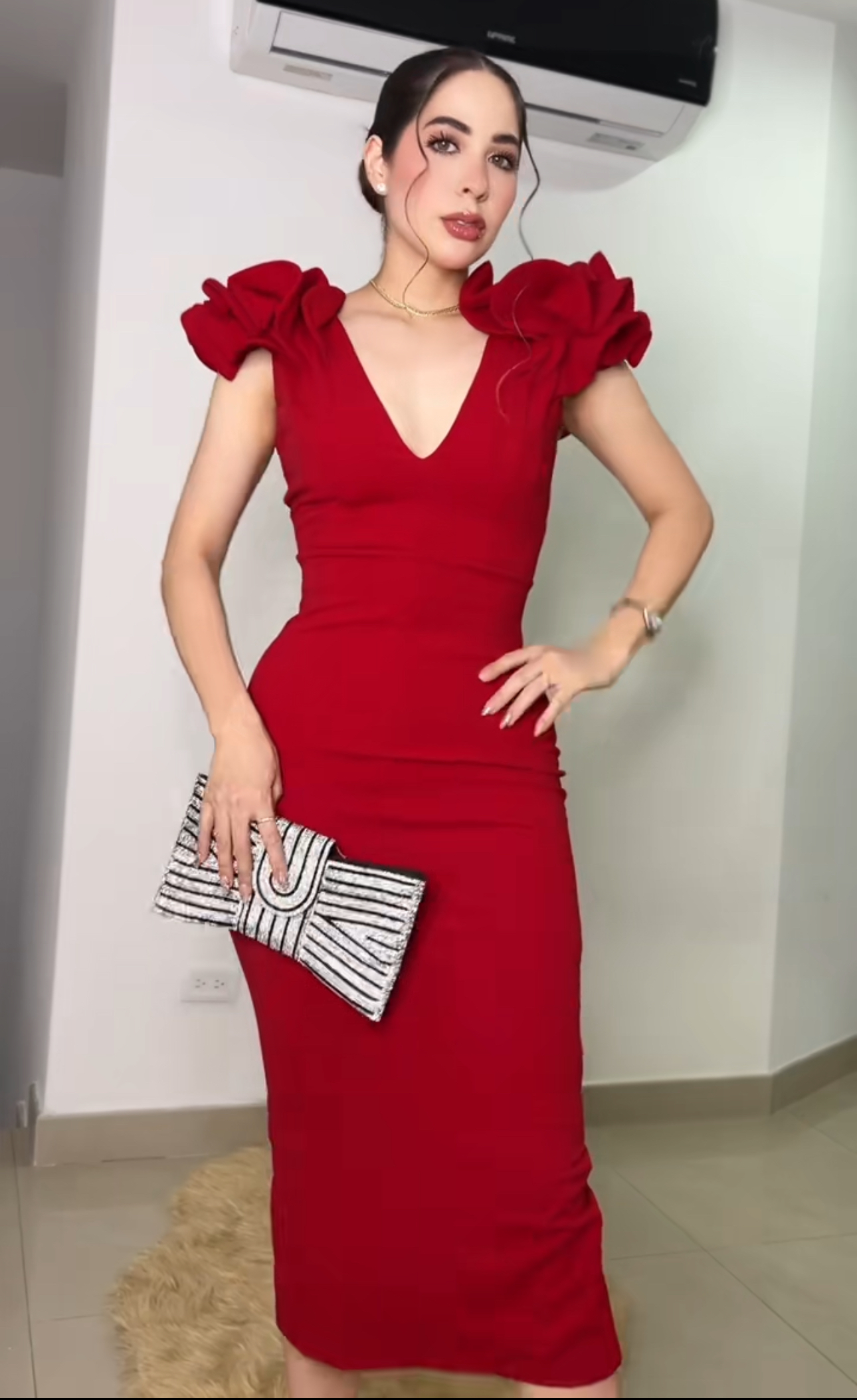 Elegant Maritza Red Midi Dress